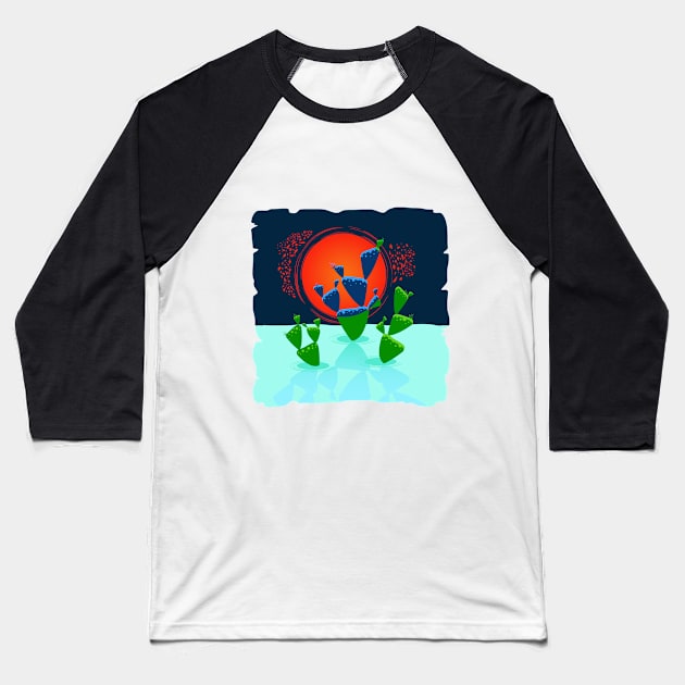 Green space cactus Baseball T-Shirt by Gerchek